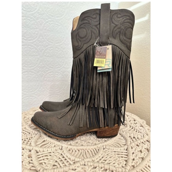 Roper Brown Heeled Fringe Boots, Size 8.5, New W/Tags!! Gorgeous!! - Picture 4 of 7